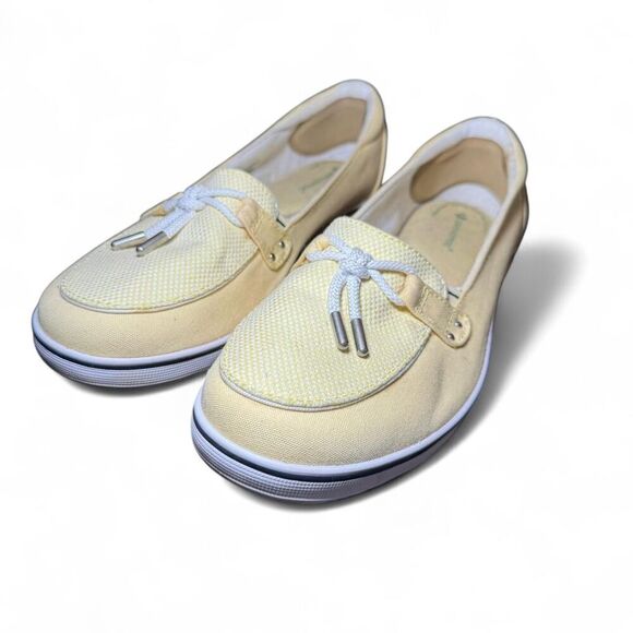 Grasshoppers Highview Seasonal Womens Yellow Canvas Loafer Flats Boat Shoes Sz 8 - Picture 1 of 6